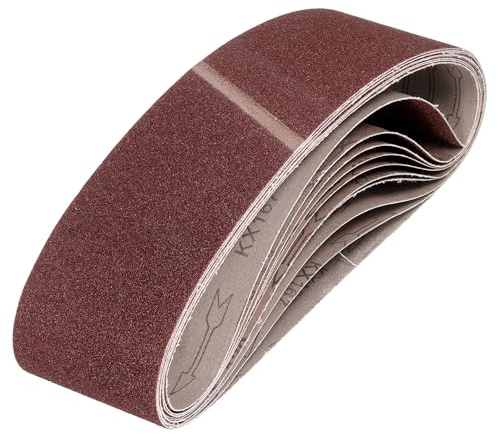 sourcing map Lot de 100 mm x 552 mm de bandes abrasives, 9 pièces de grain 60 en oxyde d'aluminium pour ponceuse, lime abrasive pour le travail du bois, le polissage des métaux, l'affûtage des