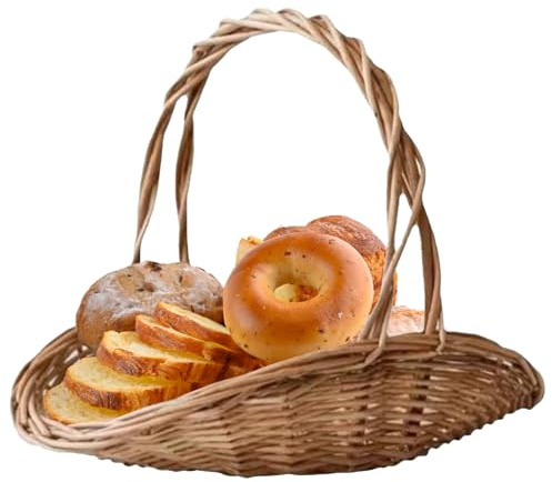 Porte-fruits en osier - Organisateur du panier en rotin, bol à pain à fleurs | Plateau de service de pique-nique de cuisine, affichage alimentaire de fête de mariage rustique, conteneur de rangement f