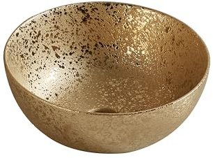 sanicomfort Aufsatzwaschtisch OSIRIS 35,8 x 35,8 cm – rundes Waschbecken ohne Überlauf – Keramik Waschschale in gold matt, modernes Design für Bad & Gäste-WC