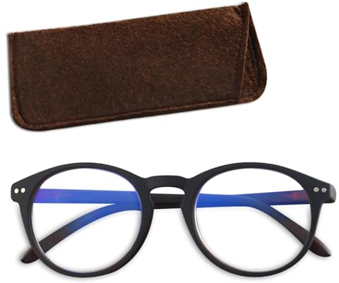 ABETOS Retro Rund Blaulichtfilter Lesebrille Damen Herren Federscharnier Leicht Flexibel Computer Lesehilfe Sehhilfe Brille 0,0 1,0 1,5 2,0 2,5 3,0