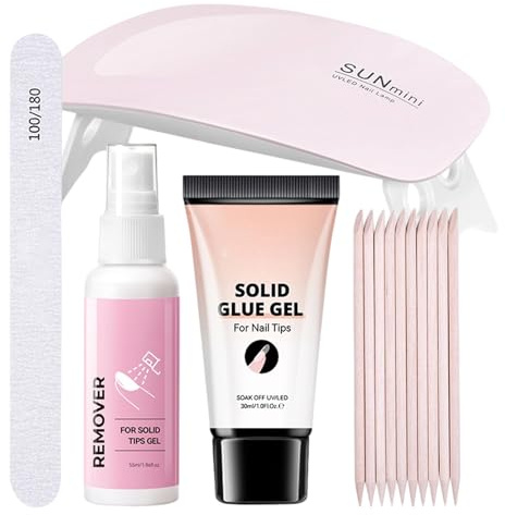 Colle Et Décolleur Pour Faux Ongles | Set Décollement Base Vernis Gel | Outil Manucure Polyvalent Avec Lampe UV Pour Filles Femmes Maison Voyage Fêtes Mariage