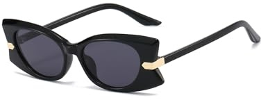 WDZAYXC Cateye Lunettes de soleil pour femme, lunettes de soleil tendance avec protection UV, noir/gris, Taille unique