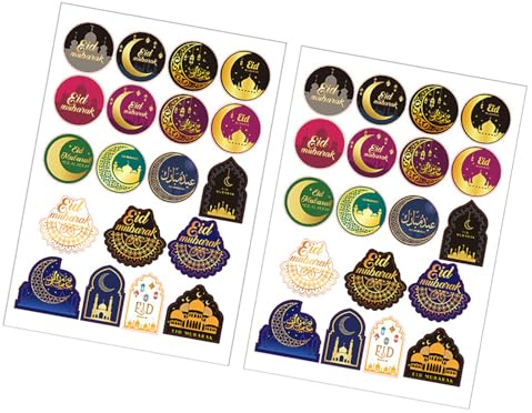 38 Stück Ramadan Sticker, selbstklebend, Eid Mubarak, dekorative Aufkleber, Partyzubehör