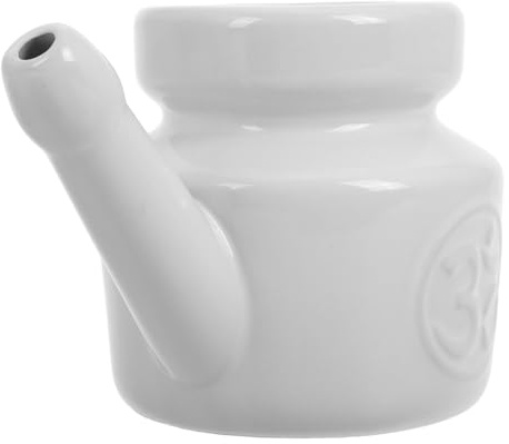 Botella de Cerámica para Enjuague Nasal 350ml Color Blanco | Lavado de Senos Nasales, Limpieza Eficaz y Suave, Uso Versátil en Yoga y Cambios Estacionales