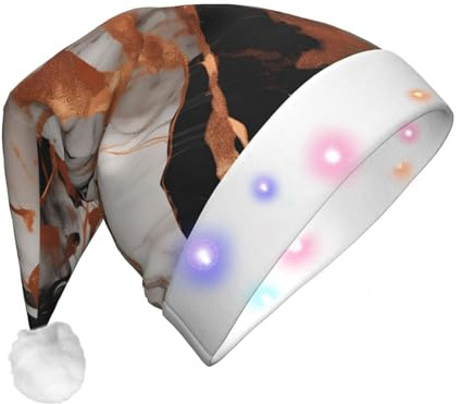 GUOLGP Gorro de Navidad con textura de mármol y salpicaduras de cobre para hombres y mujeres, sombrero de Navidad para fiestas festivas, sombreros de Papá Noel, suministros y celebraciones