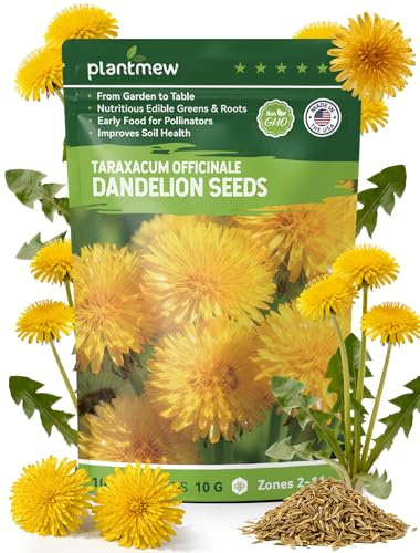 Dandelion Seeds for Planting - 4,000+ Heirloom Dandelion Herb Seeds (Taraxacum officinale), Edible Leaves Flowers Roots, Medicinal Garden, Pollinator-Friendly, Non-GMO