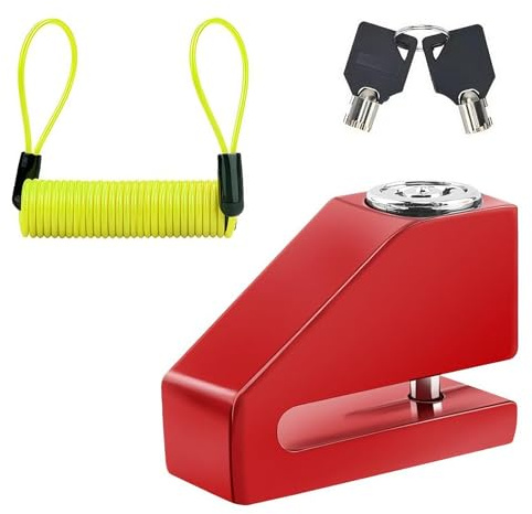 Candado de disco de freno con candado de cadena para motocicleta, patinete, bicicleta, antirrobo de disco de ø5,5 cm Universal + cable de memoria, Amarillo