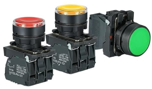 1 pz XB4 22 mm interruttore a pulsante con LED momentaneo auto-reset interruttore a pulsante di alimentazione con luce 12 V 24 V 220 V 10 A 1 NO 1 NC 2 NO rosso verde(Black No Light,1NC,220 V)