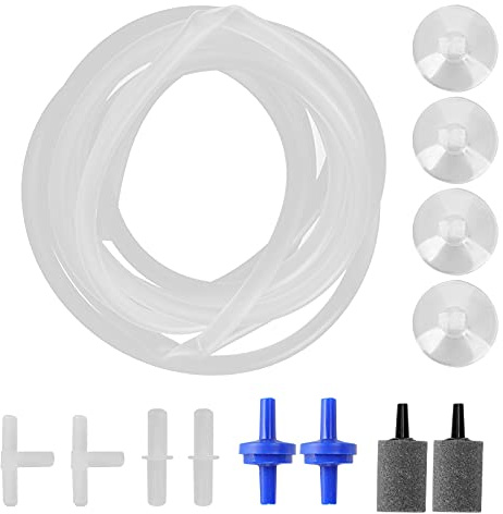 Yctze Tube à Oxygène pour Aquarium et Ensemble d'accessoires avec Pierre, Clapet Anti-Retour et Connecteurs – Idéal pour Les Aquariums et la Culture Hydroponique (Tube à oxygène combiné F2 mètre de