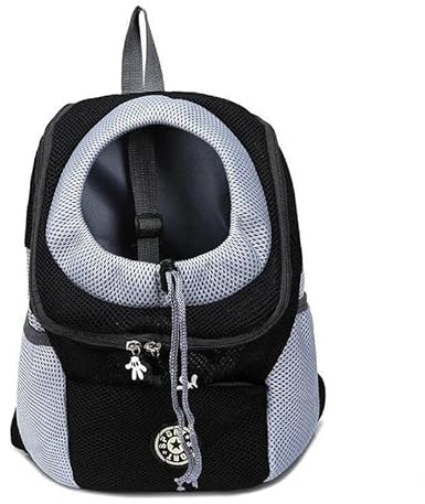 Emmalove - Hunde-Rucksack, Atmungsaktiv Wasserfest Nylon Hundetragerucksack Mit Sicherheitsgurt, Ergonomisch Gepolstert (Schwarz, L)