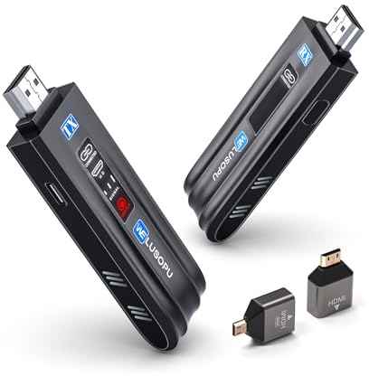 WELUSOPU 2026 Wireless HDMI Transmitter and Receiver, 5G 1080P@60Hz HDMI Extender with LED Display, Supports up to 8 Transmitters, 50M Range from Laptop or PC to HDTV, Monitor or Projector
