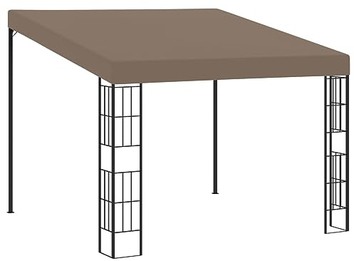Owoxanthellate Wandpavillon 3x3 m Anbaupavillon für Terrasse und Garten, Stabiler Pavillon zur Wandmontage mit robustem Stahlgestell und PA-beschichtetem Dach, Taupe