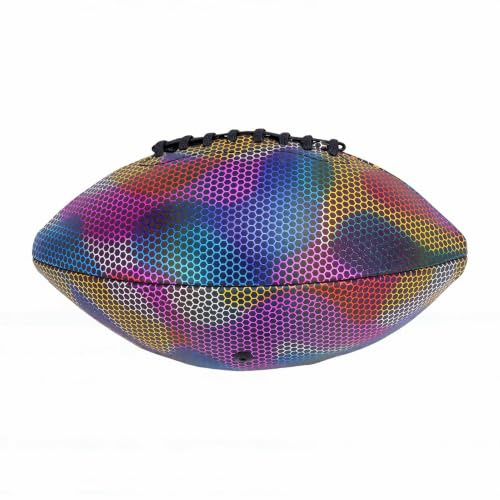 VGEBY Glödande Rugbyboll, PU-läder Light Up Fotboll Storlek 9, Inga Batterier Behövs, Holografisk Glöd, Officiellt Grepp, för Nattträning Nybörjare Skolidrottsmöten