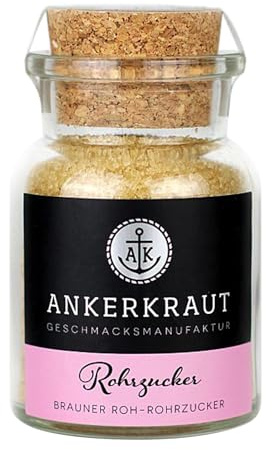 Ankerkraut Roh Rohrzucker unraffinierter brauner im Korkenglas, 110 g