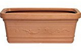 PEBSHOP VASO o SOTTOVASO RETTANGOLARE MAXI FESTONATO color TERRACOTTA (vaso 60x32x28H cm.)