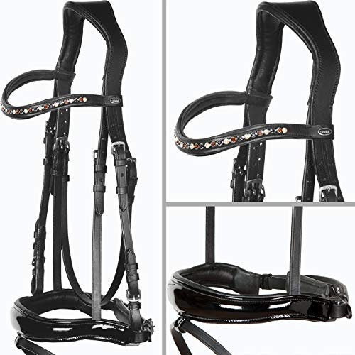 Heinick-Reitsport Trense Soft Schwarz Lack anatomisch Competition ~ Bari ~ WB VB Größe Vollblut/Cob