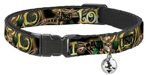Katzenhalsband Loki Posen Schwarz Gold Grün 8 bis 30,5 cm breit Modell: BAC-WAV037-NM