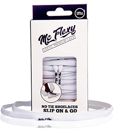 Mc Flexy Flache Elastische Schnürsenkel - Einmal Binden und Jeder Schuh wird zum Slipper (Weiss, 140cm)