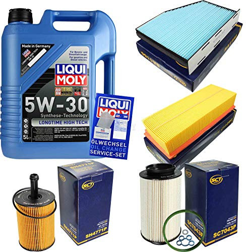 Filter Set Inspektionspaket 5 Liter Motoröl Longtime High Tech 5W-30 SCT Germany Innenraumfilter Kraftstofffilter Luftfilter Ölfilter