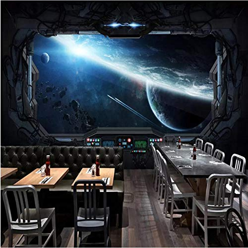 Namurl Papier Peint 3D Espace Univers Terre Photo Mural Effet Mur Géant Moderne Intissé Décoration Murale Trompe l’Oeil Revêtement Panoramique Tapisserie XXL Pose Facile et Qualité HD, 300x210cm
