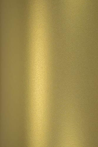 Netuno 10x Perlmutt-Echtgold Bastelpapier DIN A5 210 x 148 mm 120g Majestic Real Gold Glanzpapier Perlmutt metallic Effekt-Papier Perlglanz zum Basteln für Hochzeit Geburtstag Weihnachten