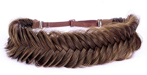 Breites Fischschwanz-Kunsthaar-Zöpfe Stirnband klassisches geflochtenes Stirnband elastisches Stretch-Toupet Beauty-Accessoire (Rotbraun)