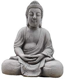 Große Buddha-Statue aus Steinguss, meditierend, für drinnen und draußen.