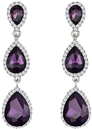 Pendientes de Mujer - Clearine Pendiente en Forma de Bolita, Estilo Precioso Cristales para Boda Novia Fiesta