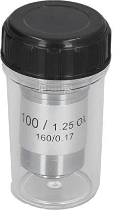 Obiettivo per microscopio acromatico Obiettivo per microscopio ad alta potenza 100X Lente obiettivo in ottone cromato per esperimento studentesco