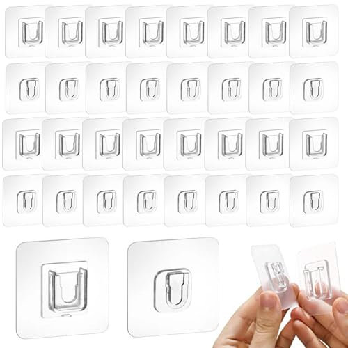 Belvan Lot de 60 crochets muraux en PVC double face transparents pour accrocher des articles de cuisine et de salle de bain