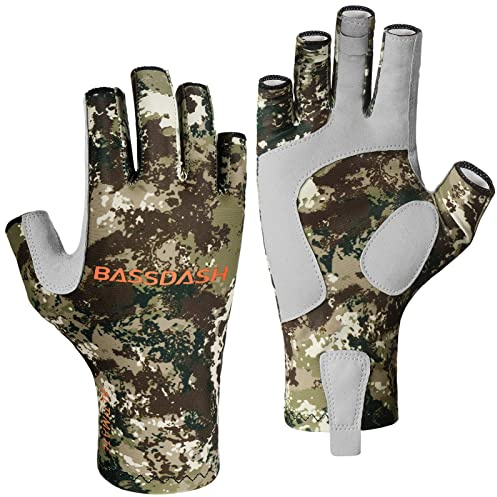 Bassdash Altime Gants de pêche sans Doigts avec Protection Solaire UPF 50+ pour Homme et Femme pour Kayak, pagaie, randonnée, Cyclisme, Conduite, tir, entraînement
