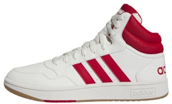 adidas Herren Hoops 3.0 Mid Lifestyle Basketball Classic Vintage Shoes Schuhe, Core White/Better Scarlet/Gum, 44 2/3 EU