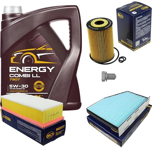 Inspektionspaket Wartungspaket Filterset mit 5 L Motoröl Energy Combi LL 5W-30, Ölfilter, Luftfilter, Innenraumfilter, Verschlussschraube