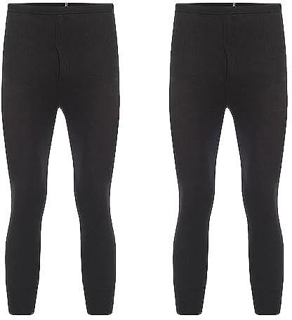 Heatwave Pack of 2 Boys Thermal Trousers Long Johns Black Winter Warm Underwear Baselayer Camping Ski Pants School wear, 6-8 Years Black