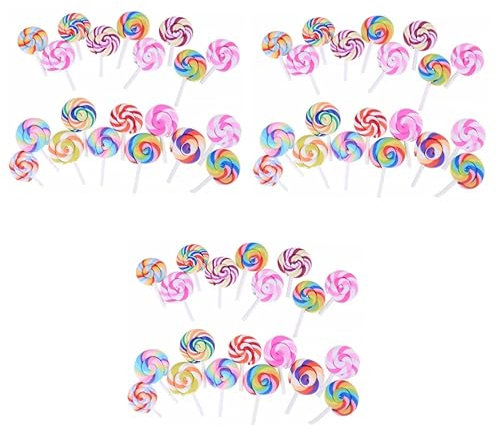 Happyyami 60stücke Teiliges Bunter Lollipop-Dekorationen Aus Resin Für Miniatur Landschaften Handwerkskunst Für -dekorationsprojekte Charmante Langlebige Lutscher Modelle