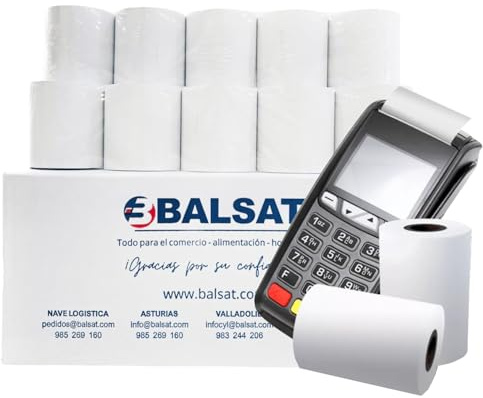 BALSAT 200 Rollos de Papel Térmico 57 x 40 mm | Para Impresora de Tickets | Papel de Impresora Térmica, Tpv Comercio, Caja Registradora | Rollo de Papel para Papel Datáfono de Calidad, Sin BPA