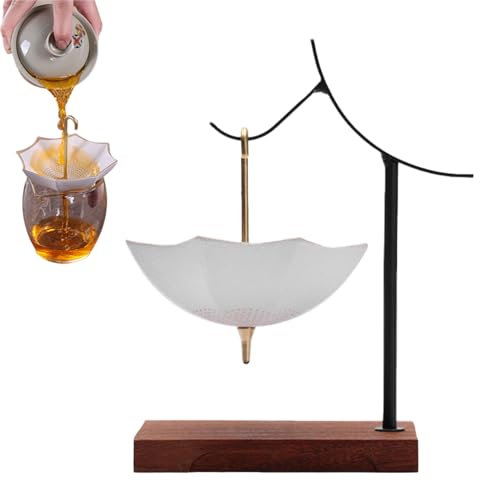 EBbels Umbrella Tea Filter, Umbrella Shape Tea Infuser Leak, Ceramic Fine Mesh Strainer Tea Infuser, Fine Mesh Tea Filter for Home Office Desk Decoration (White)