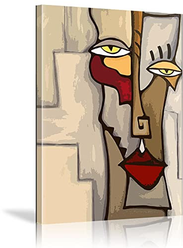 HNKDKJ Gerahmte klassische Picasso-Leinwand-Kunstposter und -Drucke, abstrakte berühmte Bilder, verzerrtes Gesicht, Wandkunst, Picasso-Gesicht, 80 x 120 cm/31 x 48 Zoll – Innenrahmen