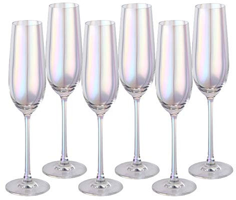 Flûtes à Champagne Verre à vin rouge en cristal arc-en-ciel, verres à champagne colorés, gobelet de luxe léger, paquet de 6, idéal for le bar à la maison, les occasions spéciales. Coupes à Champagne