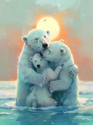 Reofrey 5d Diamond Painting Zubehör Eisbär, DIY Full Dril Tier Diamant Painting Bilder Set Diamant Malerei Vollbohrer, Kreuzstich Erwachsene Stickerei Crystal Strass Foto Craft Für Wall Home 30X40cm