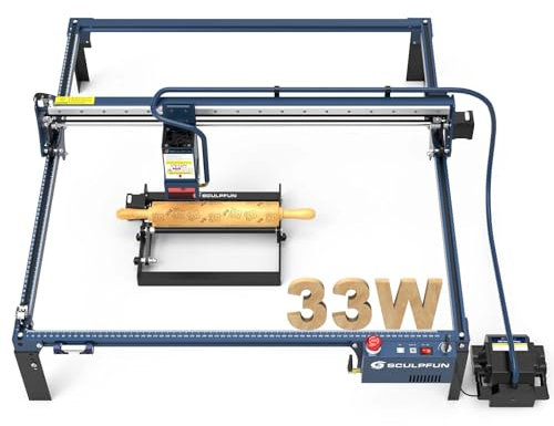 SCULPFUN S30 Ultra 33W Laser Gravurmaschine Großem Automatischem Luftassist Gravurbereich Notausschalter 42 Schritt Motoren Schutzbrille mit 360°Laserrollen