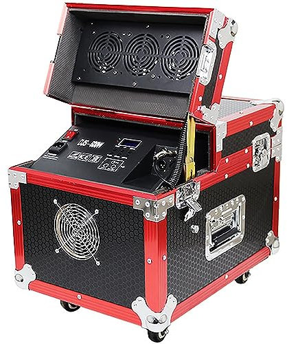 sjdoPulse Machine À Brouillard À Double Tête pour Scène, Machine À Brume 600 W, Machine À Fumée À Brouillard À Contrôle DMX 512 avec Étui De Transport pour Scène, Fête De Mariage, Club, Argent