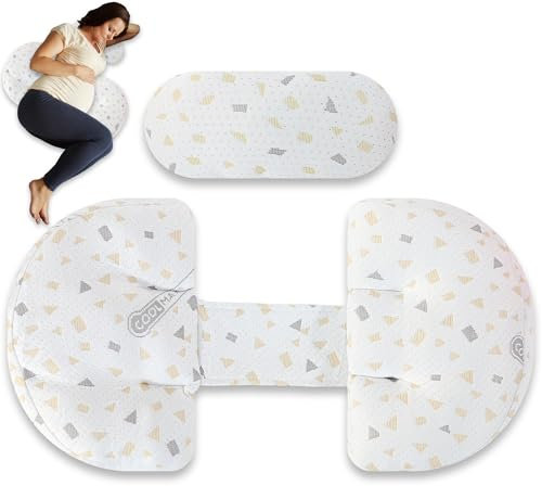 Tarleys Cojin Embarazada - Almohada Embarazada con Soporte para la Espalda - Caderas - Piernas y Vientre - Almohada para Dormir de Lado - Cojin Lactancia Multifuncional - Desmontable y Ajustable.