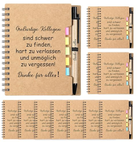 BBTO 12 Sets Abschiedsgeschenke für Kollegen Ruhestand Jobwechsel Kollegen Spirale Notizblock Haftnotizen Kugelschreiber Danke für Alles Kleine Danke Geschenke Mitarbeiter Geschenk Weihnachten