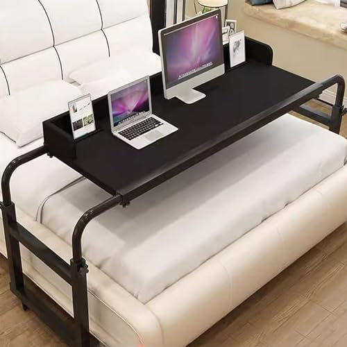 YHKJLYH Betttisch, Überbetttisch mit Rädern, mobiler höhen- und längenverstellbarer Computertisch, Laptopwagen, rollender medizinischer Tisch, Essenstablett, Schreibtisch, rollender medizinischer Ti