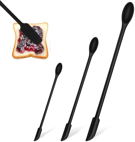 3-Teiliges Teigschaber Silikon Klein,Teigschaber Klein,Mini-Silikonspatel,Spatel Kosmetik,HitzebestäNdig Doppelkopf-Schaber zum Abschaben Saucen Kochen Backen Rühren