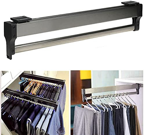 Ausziehbare Kleiderstange für Kleiderschrank, 201 Stahl, Kleiderstange für Hosen/Mantel/Schnitzereien, 30–60 cm, Hosenbügel (Größe: 450 mm)