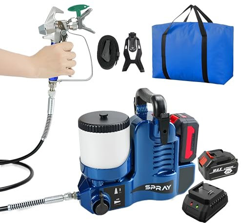 Pulvérisateur de Peinture sans air Portable 1,2 L, Machine de pulvérisation de Peinture Rechargeable 500 W, 6 Vitesses réglables/Pression maximale 15 MPa, pour peintures au Latex, laques