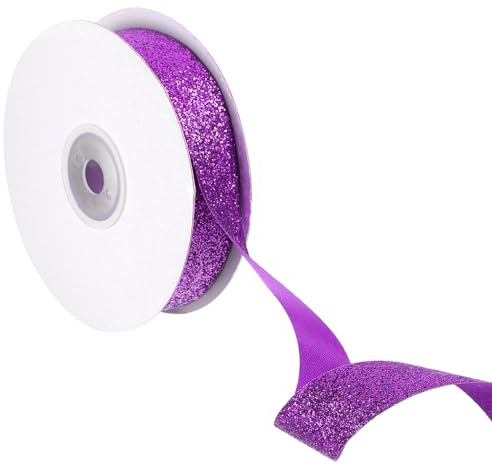 QUARKZMAN Glanzband, 25 Yards x 7/8 Lila Polyester Metallic Glitzerband Geschenkband für Weihnachtsfeier Hochzeit Dekoration DIY Basteln