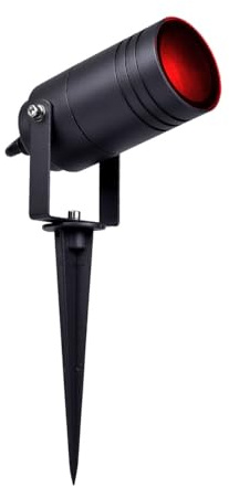 Partenopeautensili® Faretto orientabile con picchetto gu10 da esterno giardino segnapassi luce lampada a led (Grigio antracite compatto, luce rossa)